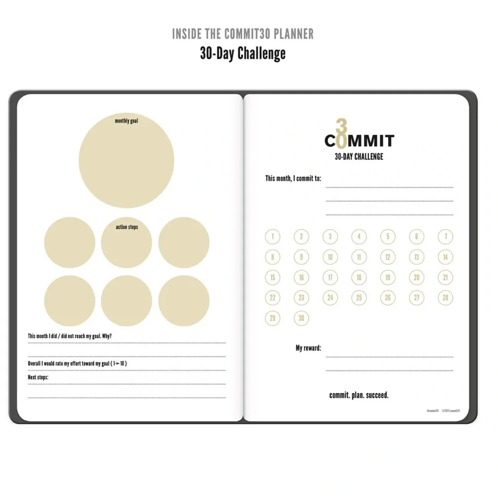 Commit 30 unopened new dated 2026 planner in blue. 7”x10” deluxe size.